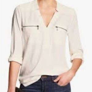 Banana Republic Cream Blouse with Zipper Details
